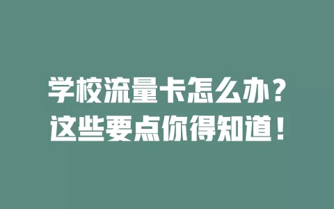 学校流量卡怎么办？这些要点你得知道！