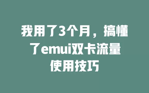 我用了3个月，搞懂了emui双卡流量使用技巧
