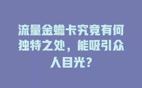 流量金蟾卡究竟有何独特之处，能吸引众人目光？