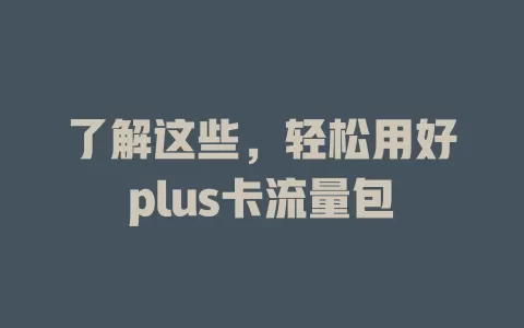 了解这些，轻松用好plus卡流量包