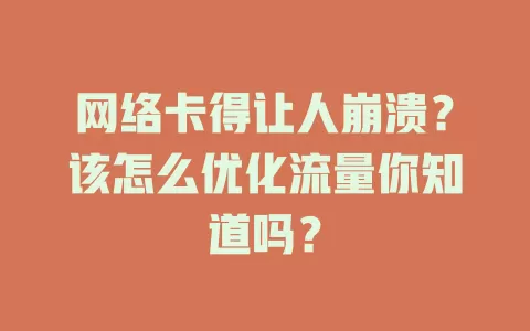 网络卡得让人崩溃？该怎么优化流量你知道吗？