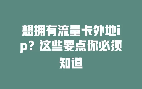 想拥有流量卡外地ip？这些要点你必须知道