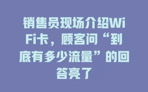 销售员现场介绍WiFi卡，顾客问“到底有多少流量”的回答亮了
