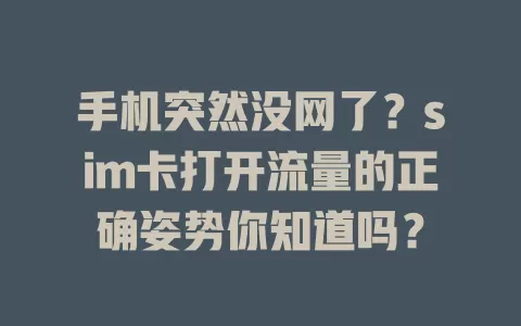 手机突然没网了？sim卡打开流量的正确姿势你知道吗？