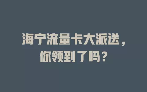 海宁流量卡大派送，你领到了吗？