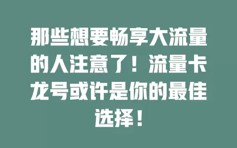 那些想要畅享大流量的人注意了！流量卡龙号或许是你的最佳选择！