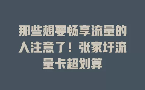 那些想要畅享流量的人注意了！张家圩流量卡超划算