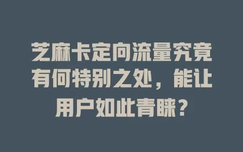 芝麻卡定向流量究竟有何特别之处，能让用户如此青睐？
