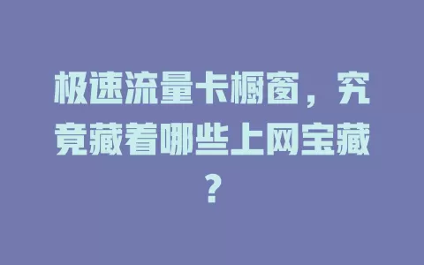 极速流量卡橱窗，究竟藏着哪些上网宝藏？