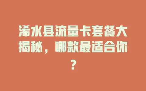浠水县流量卡套餐大揭秘，哪款最适合你？