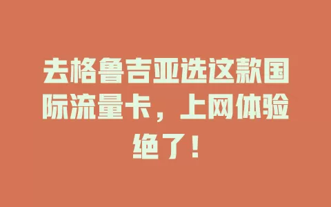 去格鲁吉亚选这款国际流量卡，上网体验绝了！