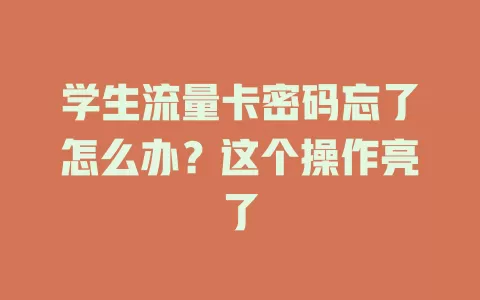 学生流量卡密码忘了怎么办？这个操作亮了