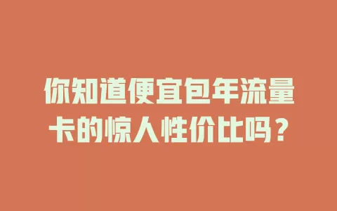 你知道便宜包年流量卡的惊人性价比吗？