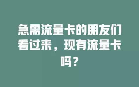 急需流量卡的朋友们看过来，现有流量卡吗？