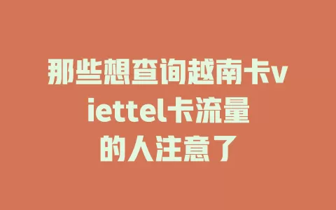 那些想查询越南卡viettel卡流量的人注意了
