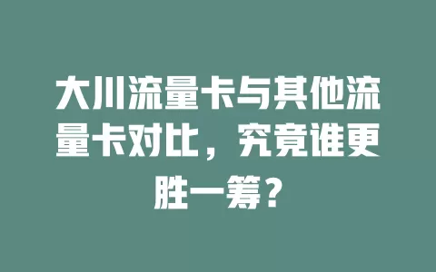 大川流量卡与其他流量卡对比，究竟谁更胜一筹？