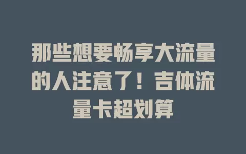 那些想要畅享大流量的人注意了！吉体流量卡超划算