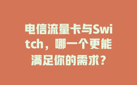 电信流量卡与Switch，哪一个更能满足你的需求？