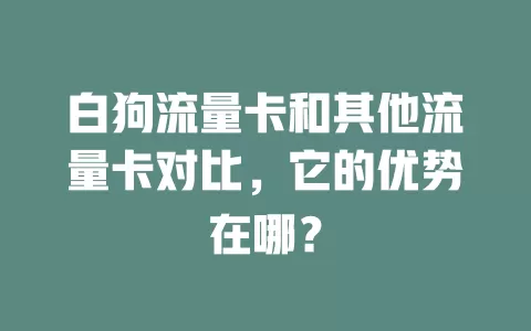 白狗流量卡和其他流量卡对比，它的优势在哪？