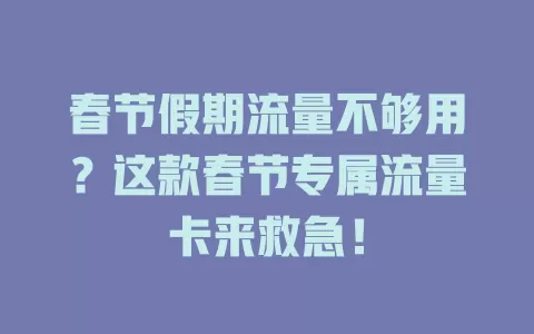 春节假期流量不够用？这款春节专属流量卡来救急！
