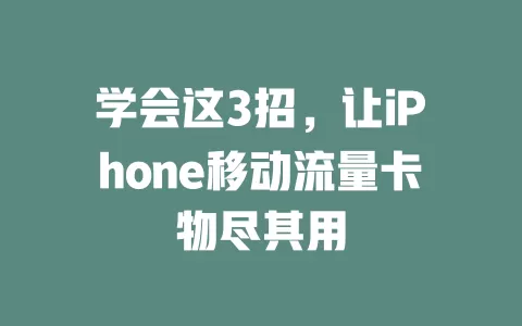 学会这3招，让iPhone移动流量卡物尽其用