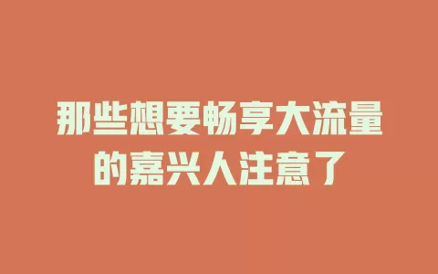 那些想要畅享大流量的嘉兴人注意了