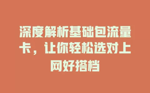 深度解析基础包流量卡，让你轻松选对上网好搭档