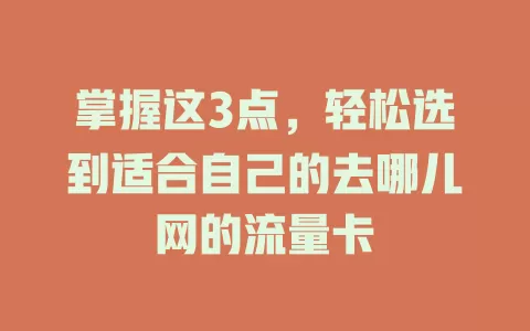 掌握这3点，轻松选到适合自己的去哪儿网的流量卡
