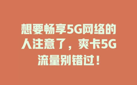 想要畅享5G网络的人注意了，爽卡5G流量别错过！