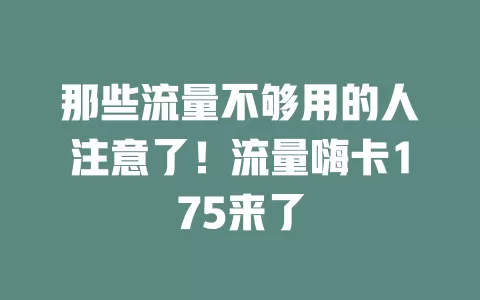 那些流量不够用的人注意了！流量嗨卡175来了