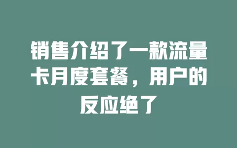 销售介绍了一款流量卡月度套餐，用户的反应绝了