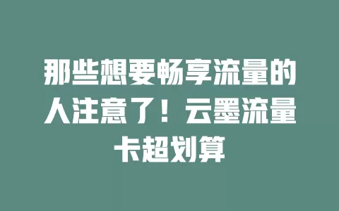 那些想要畅享流量的人注意了！云墨流量卡超划算