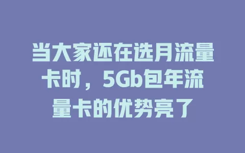 当大家还在选月流量卡时，5Gb包年流量卡的优势亮了