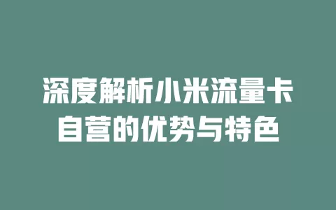 深度解析小米流量卡自营的优势与特色