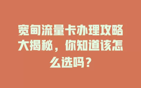 宽甸流量卡办理攻略大揭秘，你知道该怎么选吗？