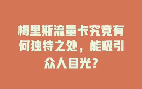 梅里斯流量卡究竟有何独特之处，能吸引众人目光？