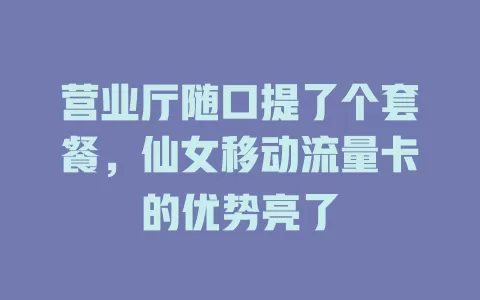 营业厅随口提了个套餐，仙女移动流量卡的优势亮了