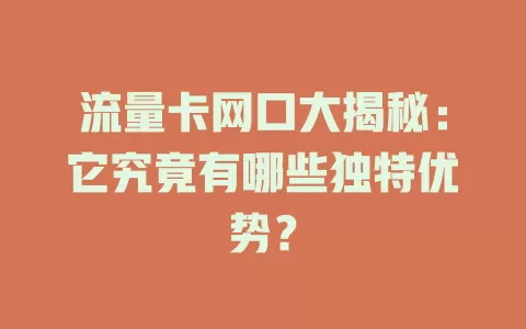 流量卡网口大揭秘：它究竟有哪些独特优势？