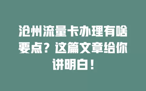 沧州流量卡办理有啥要点？这篇文章给你讲明白！