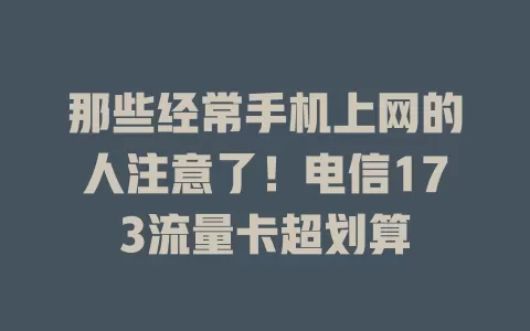那些经常手机上网的人注意了！电信173流量卡超划算