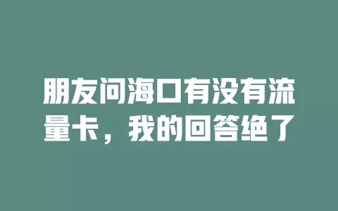 朋友问海口有没有流量卡，我的回答绝了