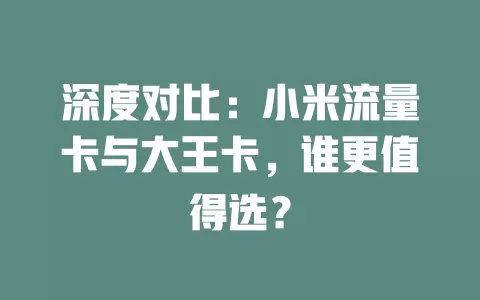 深度对比：小米流量卡与大王卡，谁更值得选？