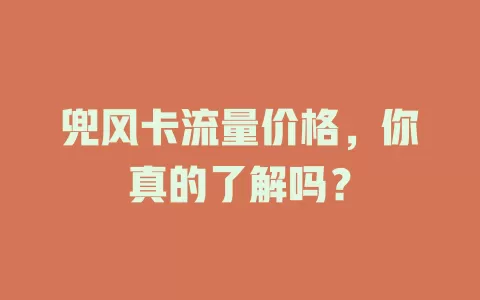 兜风卡流量价格，你真的了解吗？