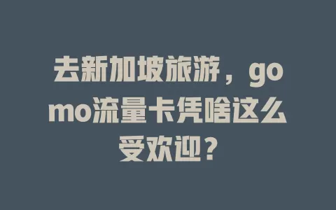 去新加坡旅游，gomo流量卡凭啥这么受欢迎？
