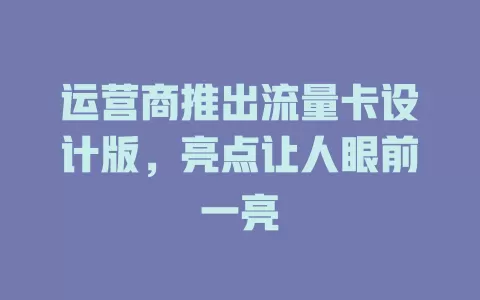 运营商推出流量卡设计版，亮点让人眼前一亮