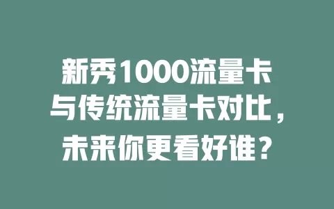 新秀1000流量卡与传统流量卡对比，未来你更看好谁？
