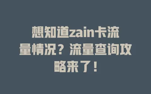 想知道zain卡流量情况？流量查询攻略来了！