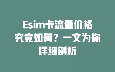 Esim卡流量价格究竟如何？一文为你详细剖析