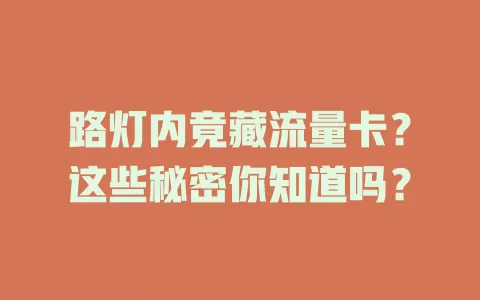 路灯内竟藏流量卡？这些秘密你知道吗？