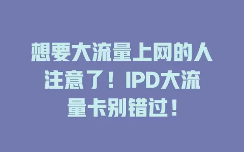 想要大流量上网的人注意了！IPD大流量卡别错过！